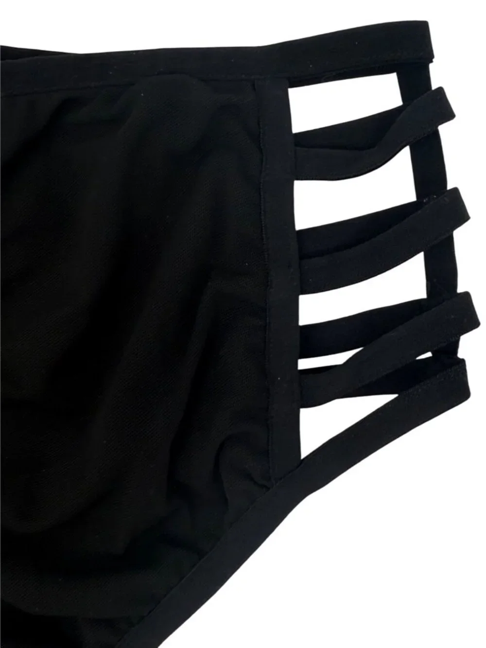 I Heart Raves 2 Piece Black Holographic Caged Halter Top & Bottoms Set| Festival - Picture 15 of 16